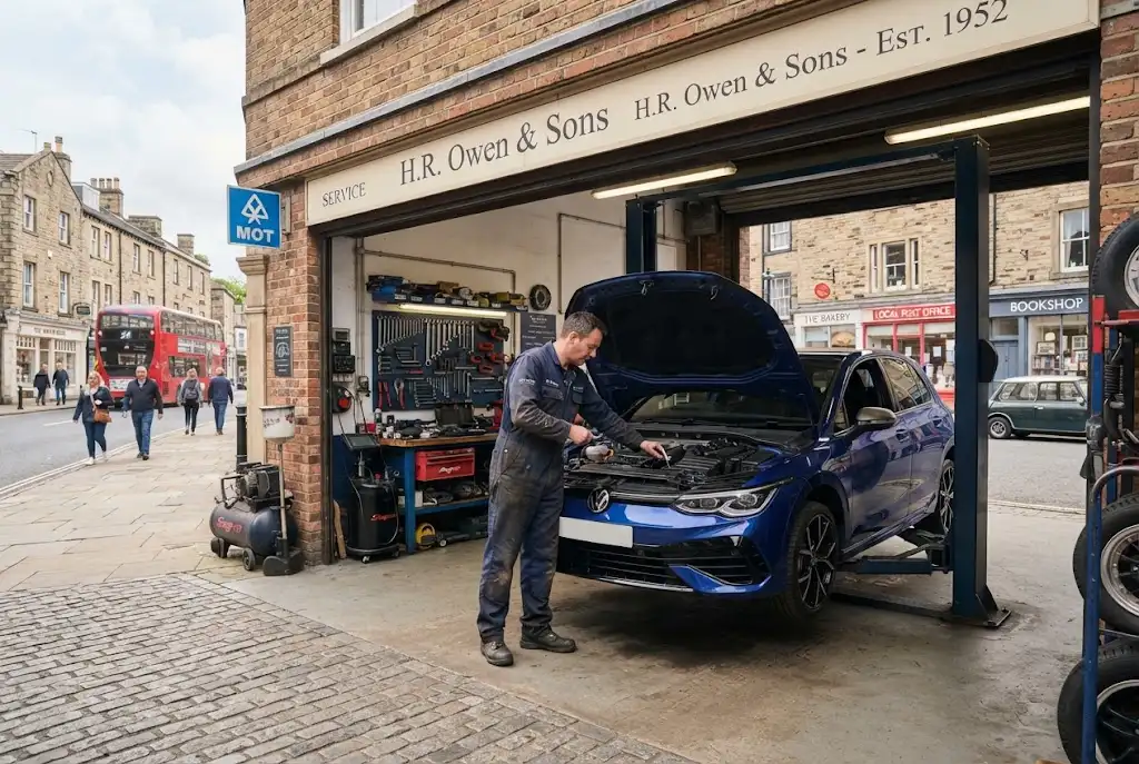 British garage culture represented by a local independent automotive workshop