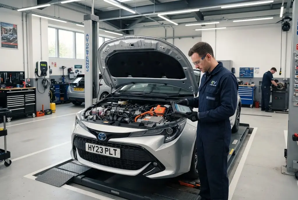 Hybrid services and EV maintenance at a UK garage