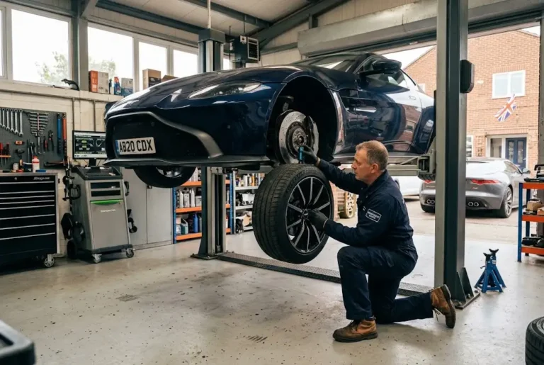 Vehicle maintenance being carried out at a professional UK garage